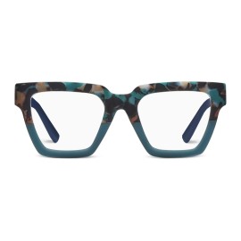 Peepers by PeeperSpecs Oprah\'s Favorite Women\'s Take a Bow Square Blue Light Blocking Reading Glasses - Teal Botanico/Teal +3.00