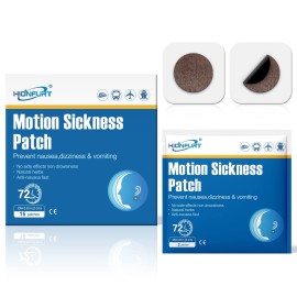 Hionfurt 16ct Motion Sickness Patches - Sea Sickness Patches for Cruise, Car, Airplane, and Other Travel - Non-Drowsy, Effective, Lasts 72 Hours