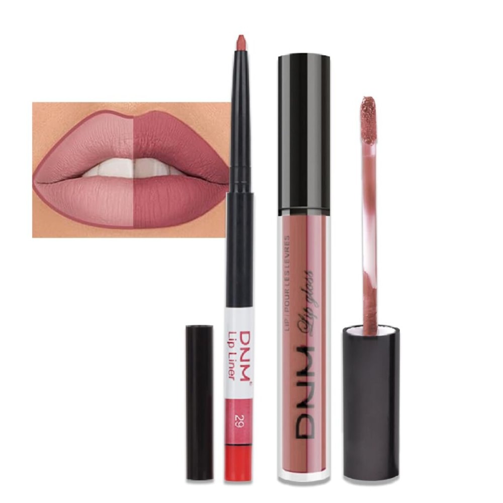 evpct 2Pcs Antique Rose Matte Lip Liner and Lipstick Pencil Makeup Set Brown Liquid Lipstick Lip gloss Stain Set Long Lasting Waterproof labiales mate 24 horas originales matte larga duracion 24 29