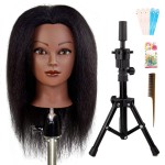 ISHOT Mannequin Head With Hair & Stand Tripod, Wig Stand With Practice Head for Hairdresser Training & Cosmetology