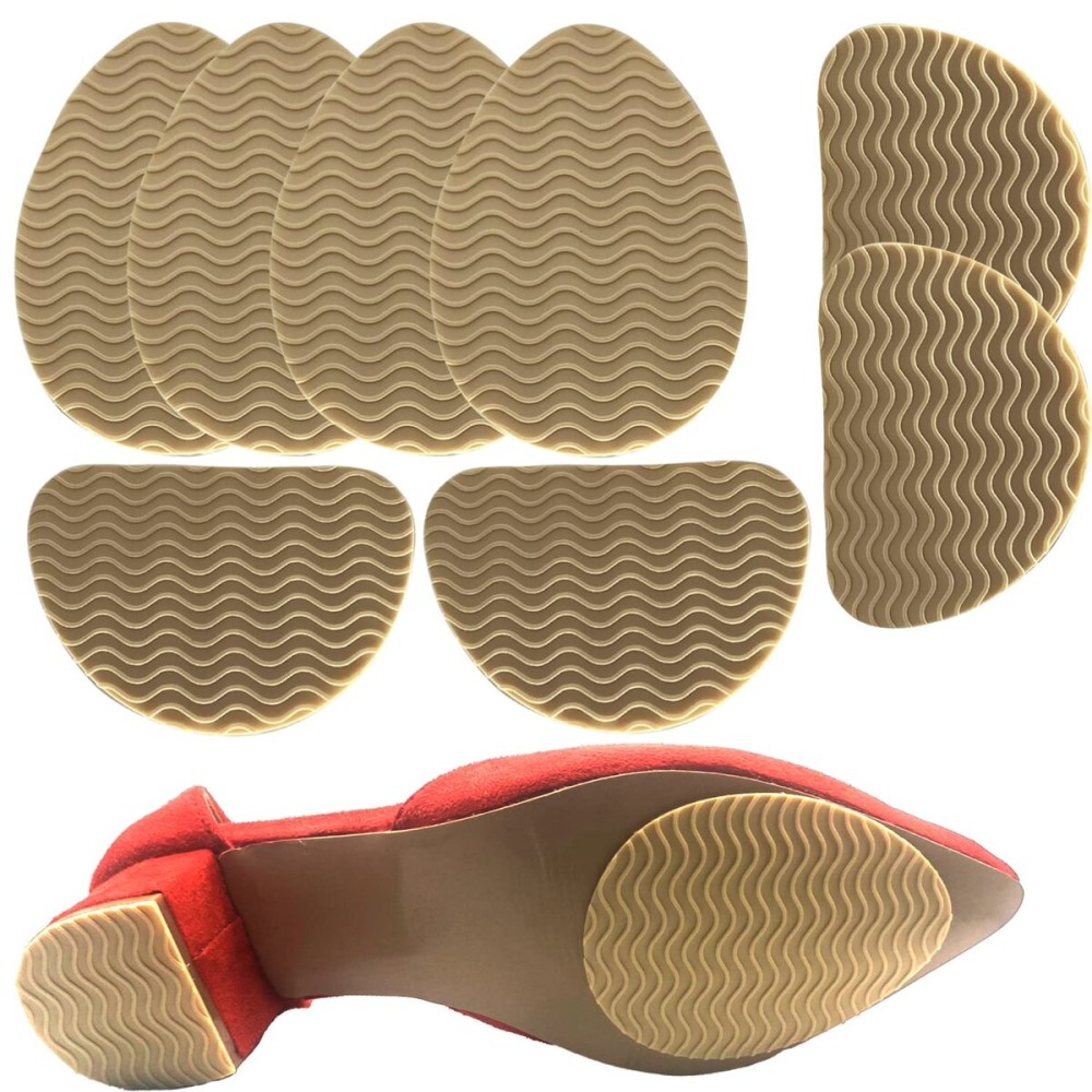 Non-Slip Shoes Pads Sole Protectors Adhesive, High Heels Anti-Slip Shoe Grips(Beige 4pairs)