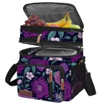 MIYCOO Lunch Bag & Lunch Box for Women Men, Double Deck Leakproof Insulated Soft Large Adult Camping Cooler bag for Work, Beach, Picnic, Travel (Purple Flower, 15L)
