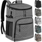 Cooler Backpack Insulated Leakproof Waterproof Backpack Cooler Bag 30 Cans, Large Capacity Lightweight Travel Camping Beach Drink Beverage Beer Bag Cooler Ice Chest for Men and Women, Grey