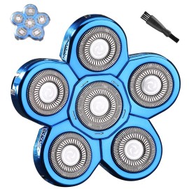 Universal Blue 6 Blades Shaver Replacement Heads for Head Shaver