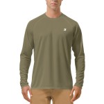 Roadbox Mens UPF 50+ UV Sun Protection Shirts Outdoor Long Sleeve SPF Diving Rash Guard for Fishing Hiking Swimming Khaki
