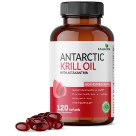 Futurebiotics Antarctic Krill Oil 1000mg with Omega-3s EPA, DHA, Astaxanthin and Phospholipids - Premium Krill Oil Heavy Metal Tested, Non GMO - 120 Softgels (60 Servings)