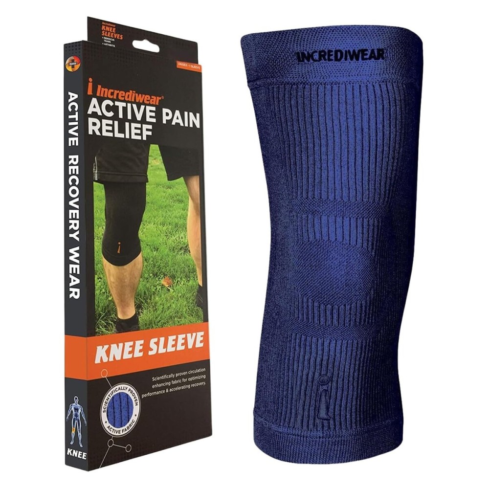 Incrediwear Knee Sleeve - Knee Braces for Knee Pain, Joint Pain Relief, Swelling, Inflammation Relief, and Circulation, Knee Support for Women and Men, Fits 16-18 Above Kneecap (Navy, X-Large)