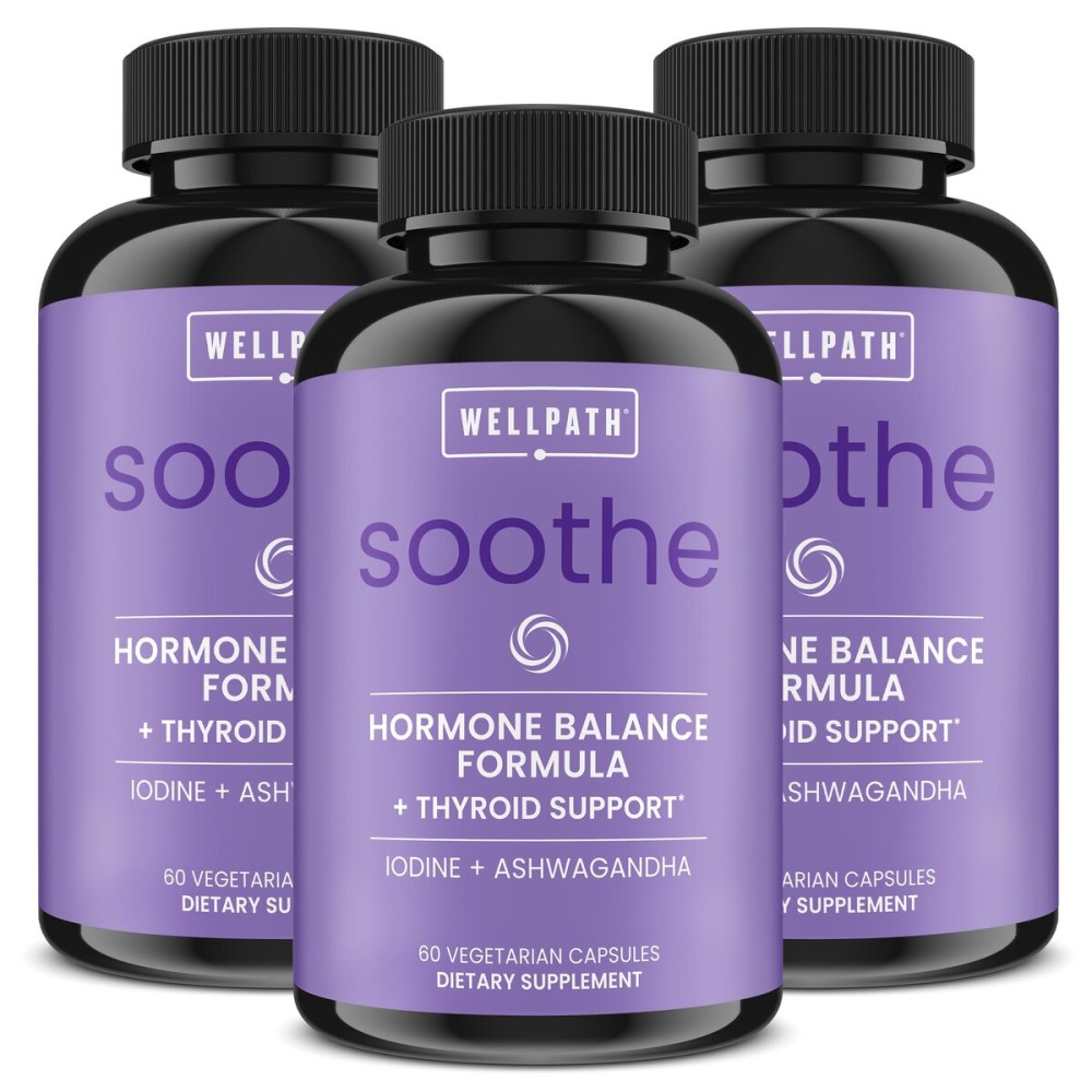 Soothe Hormone Balance for Women + Thyroid Support for Women (3-Pack) | Cortisol Manager, Mood Support, & Metabolism Booster | Adrenal Support | Rhodiola, Selenium, Iodine | Adaptogens, 180 ct