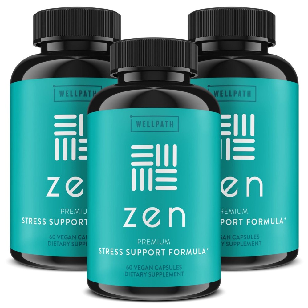 WellPath Zen Stress Relief Supplement + Mood Support (180 ct) | Calm, Stress & Energy Aid | Ashwagandha Root, Rhodiola Rosea, L-Theanine, Lemon Balm | Herbal Capsules