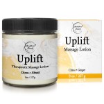 Uplift Massage Lotion for Massage Therapy & Home Use. Moisturizing Cream for Effortless Glide. Shea Butter, Coconut Oil, Aloe Vera & Ginger Citrus Essential Oils - Brookethorne Naturals