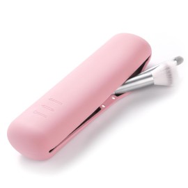 FERYES Large Travel Makeup Brush Holder, Magnetic Anti-fall Out Silicon Portable Cosmetic Face Brushes Holder, Soft and Sleek Makeup Tools Organizer for Travel- (8.27 * 2.36 * 1.57)