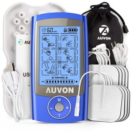 AUVON Rechargeable TENS Unit Muscle Stimulator, 24 Modes 4th Gen TENS Machine with 8pcs 2x2 Premium Electrode Pads for Pain Relief