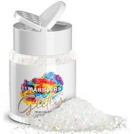 MARBLERS Holographic Glitter [Mixed White] 1.5oz (42g) | Chunky | Non-Toxic, Vegan, Cruelty-Free | Face, Body, Eyeshadow, Hair, Festival, Party Makeup | Nail Art, Polish | Resin, Tumbler, Slime, Craft
