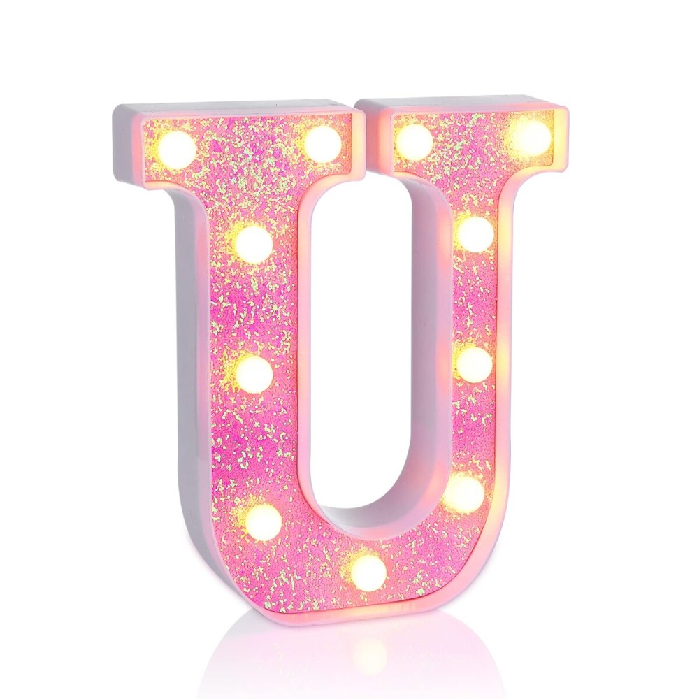 Foaky Pink Light up LettersPink Party Decorations,Girls Room Decor,Glitter Light Up Letters,Alphabet Letter Sign for Night Light Birthday Party Girls Gifts, Home Bar DecorationU