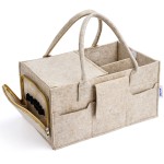 Maliton Baby Diaper Caddy Organizer with Handles, Felt Caddy for Changing Table, Newborn Essentials Bin with Lid