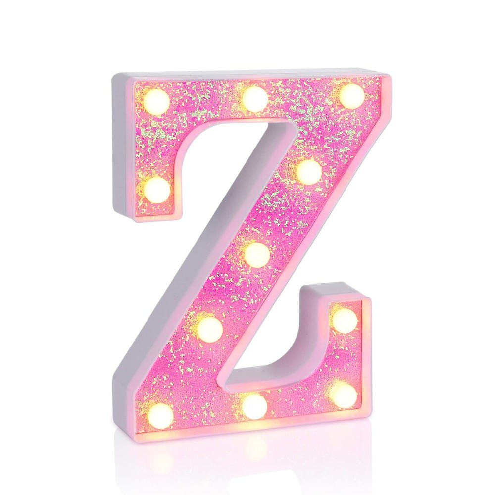 Foaky Pink Light up LettersPink Party Decorations,Girls Room Decor,Glitter Light Up Letters,Alphabet Letter Sign for Night Light Birthday Party Girls Gifts, Home Bar DecorationZ