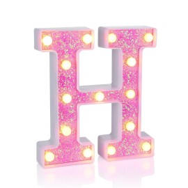 Foaky Pink Light up LettersPink Party Decorations,Girls Room Decor,Glitter Light Up Letters,Alphabet Letter Sign for Night Light Birthday Party Girls Gifts, Home Bar DecorationH