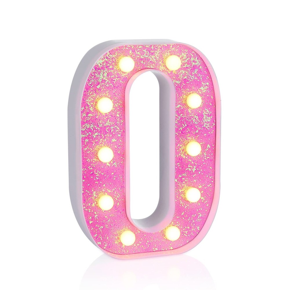 Foaky Pink Light up LettersPink Party Decorations,Girls Room Decor,Glitter Light Up Letters,Alphabet Letter Sign for Night Light Birthday Party Girls Gifts, Home Bar DecorationO