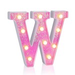 Foaky Pink Light up LettersPink Party Decorations,Girls Room Decor,Glitter Light Up Letters,Alphabet Letter Sign for Night Light Birthday Party Girls Gifts, Home Bar DecorationW