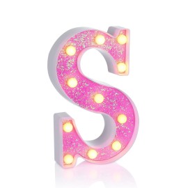 Foaky Pink Light up LettersPink Party Decorations,Girls Room Decor,Glitter Light Up Letters,Alphabet Letter Sign for Night Light Birthday Party Girls Gifts, Home Bar DecorationS
