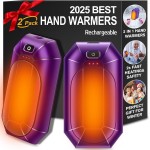 2 Pack AI Hand Warmers Rechargeable, Electric Hand Warmer Reusable, USB Handwarmers, Outdoor/Indoor/Golf/Camping/Hunting/Watch Football/Baseball/Warm Gifts for Men Women Kid Birthday