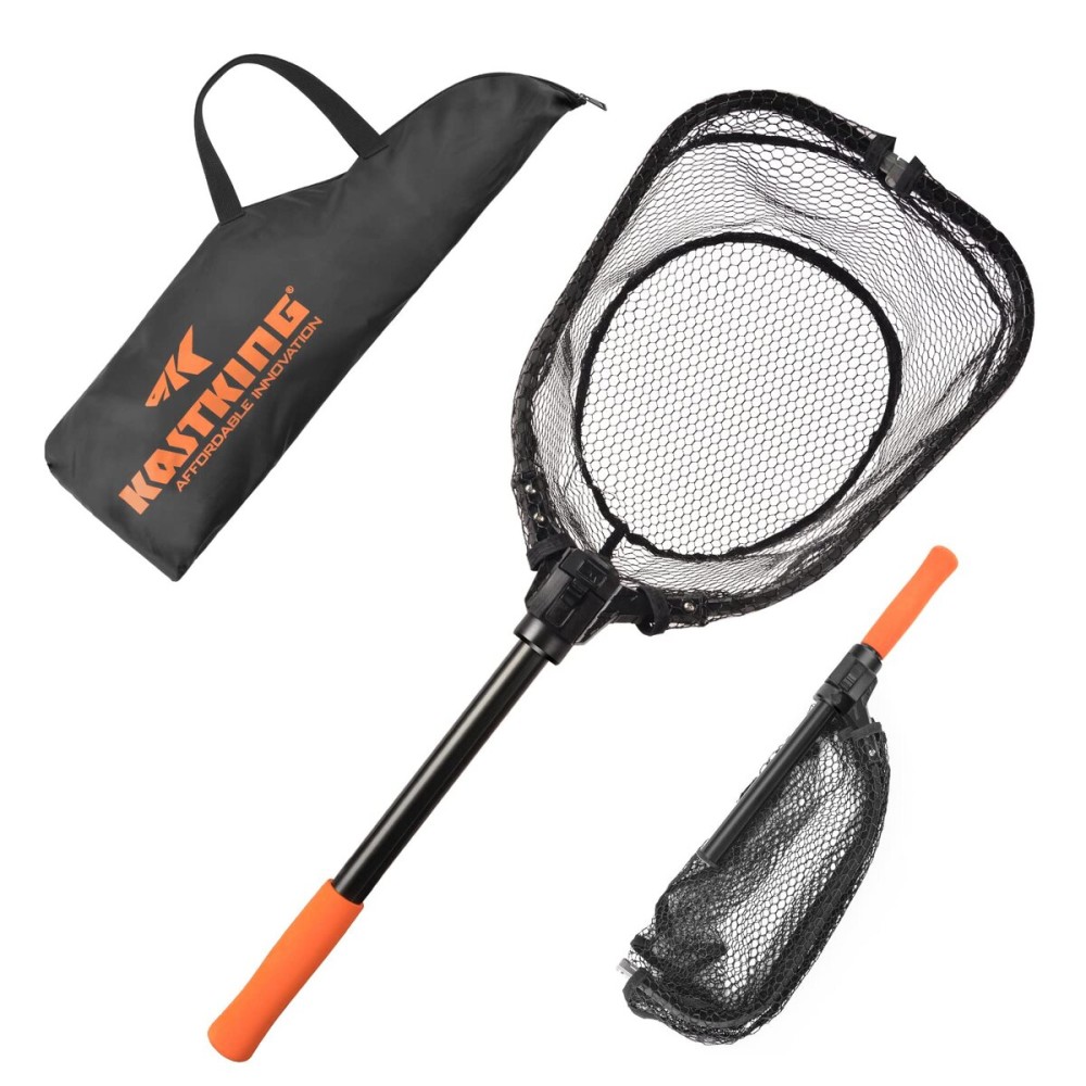 KastKing Brutus Fishing Net Combo - Foldable Extendable Landing Net, Lightweight & Portable with Fish Hook Remover and Fish Lip Gripper, PVC-L