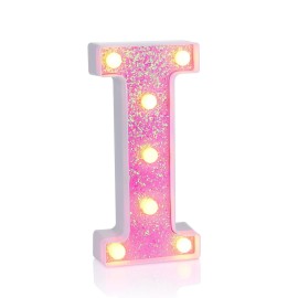 Foaky Pink Light up LettersPink Party Decorations,Girls Room Decor,Glitter Light Up Letters,Alphabet Letter Sign for Night Light Birthday Party Girls Gifts, Home Bar DecorationI