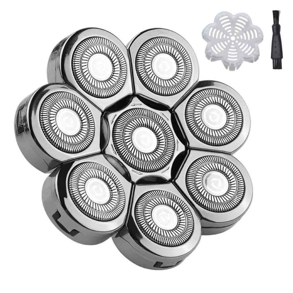 8 Blades Men\'s Electric Shavers Replacement Heads Razor replacement Blades for Bald Men Wet and Dry Compatible Waterproof (8D Silvery)