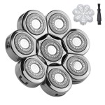 8 Blades Men\'s Electric Shavers Replacement Heads Razor replacement Blades for Bald Men Wet and Dry Compatible Waterproof (8D Silvery)