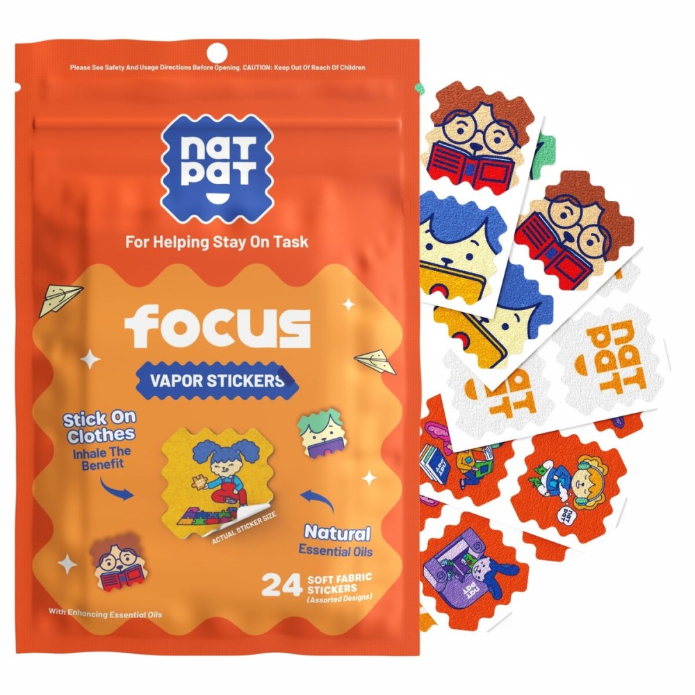 NATPAT Focus Patch Focus Enhancing Stickers for Kids and Adults - Healthy Brain Supports for Attention, Focus, and Concentration - Chemical and Drug Free - 24 Count - BuzzPatch Natural Patch