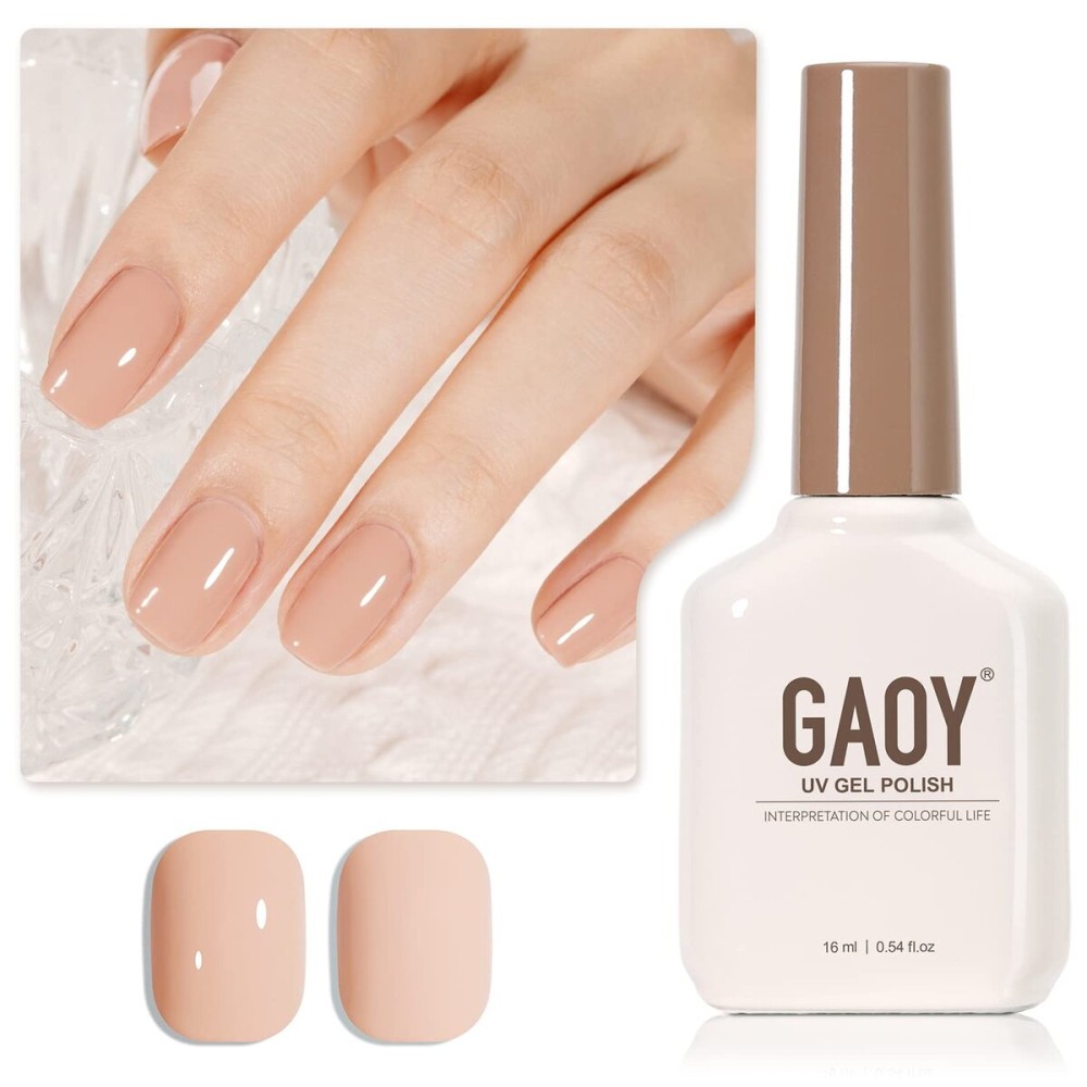 GAOY Nude Gel Nail Polish, 16ml Soak Off Milky Peach, Art DIY Manicure at Home, UV Light Cure Color 1507