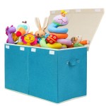 popoly Large Toy Box Chest Storage with Flip-Top Lid, Collapsible Toy Bin Storage Organizer for Boys, Kids, Girls, Toys, Playroom Organizers, 25x13 x16(Linen Teal)