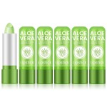Ownest 5 Pcs Aloe Vera Lip Balm, PH Color Changing Lipstick, Change from Green to Natural Pink, Deep Hydrating Tinted Lip Balm, Daily Lip Moisturizer for Dry Cracked Lips, with Real Aloe Vera