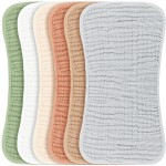 Konssy Muslin Baby Burp Cloths Sets for Unisex- 6 Pack Large 100% Cotton Burping Clothes for Newborn, Baby Girls and Boys