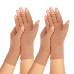 Zexhoor 2 Pairs Arthritis Compression Gloves for Women Men, Carpal Tunnel Pain Relief, Fingerless for Typing Both Hands
