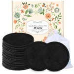 ProCIV Reusable Makeup Remover Pads - 25 Pack Washable Organic Cotton Rounds for All Skin Types & Toner with Laundry Bag, Eco Friendly Zero Waste Reusable Cotton Pads Travel Gadgets (Black)
