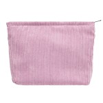 PAZIMIIK Makeup Bag Large Zipper Corduroy Make Up Pouch for Purse Travel Canvas Cosmetic Organizer for Women Brush Storage,Pink