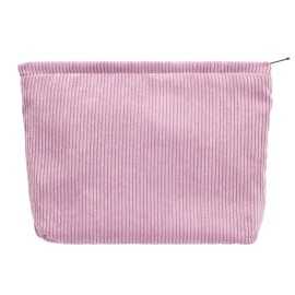 PAZIMIIK Makeup Bag Large Zipper Corduroy Make Up Pouch for Purse Travel Canvas Cosmetic Organizer for Women Brush Storage,Pink