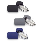 HIGHLIKE 3-Pack Hard Cases Folding Reading Glasses, Pocket Wallet Purse Compact Spring Hinge Readers, Transparent Clear Lens Black Gunmetal Blue 1.75 x