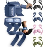 Breaking Limits Gym Straps Weight Lifting Wrist Wraps Bundle - Workout Lifting Straps for Deadlift - Wrist Straps for Weightlifting Men & Women - Muequeras Para Gym (Navy Blue)