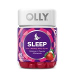 OLLY Sleep Gummy, 3 mg Melatonin, L-Theanine, Chamomile, Lemon Balm, Sleep Aid, Strawberry, 60 Count
