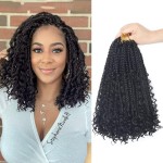 Goddess Box Braids Crochet Hair With Curly Ends 12 Inch Bohomian Box Braids Crochet Braids 8 Packs 3X Crochet Braids Synthetic Braiding Hair Extension for Black Women(12 Inch (Pack of 8), 1B)