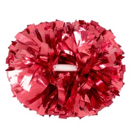 Hooshing 2PCS Red Pom Poms Cheerleading Holographic Spot Cheerleader Pom Poms with Baton Handle for Team Spirit Sports Dance Cheering