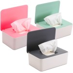 NOVWANG 3 Pack Baby Wipes Dispenser Wipes Holder with Lids, Keep Wipes Fresh, Refillable Wipes Container with Sealing Design, Bathroom Tissues Wipes Case Box
