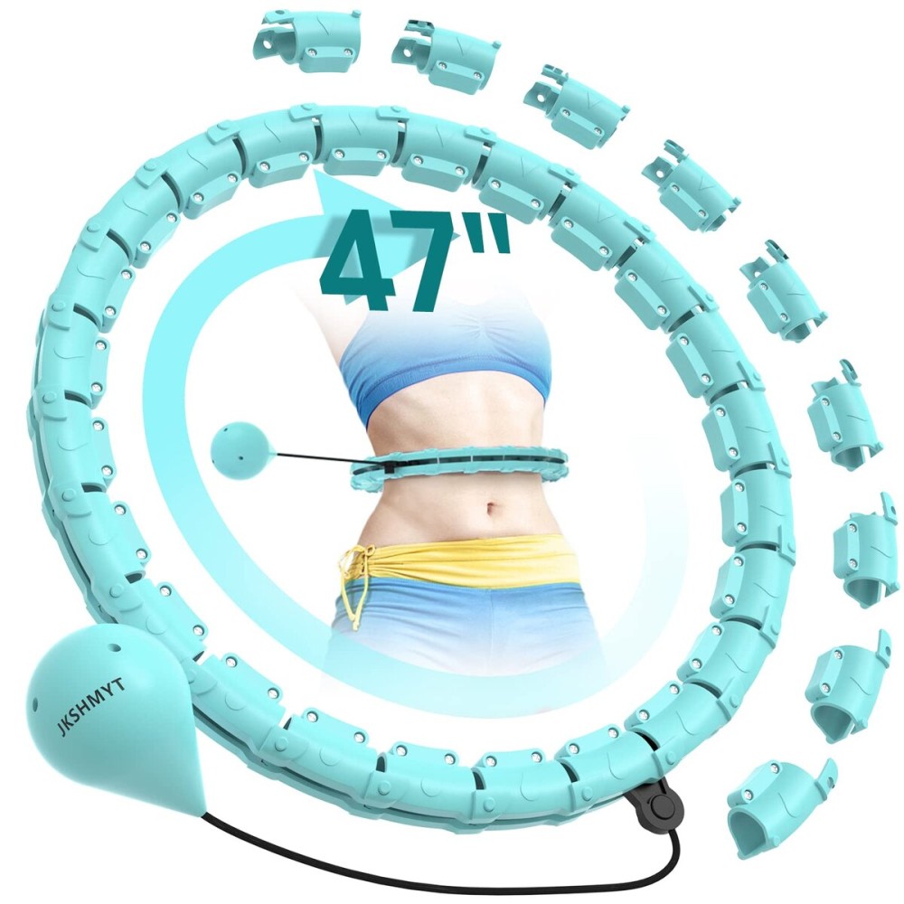 JKSHMYT Weighted Hula Circle Hoops for Adults Weight Loss, Infinity Fitness Hoop Plus Size 47 Inch, 24 Detachable Links, Exercise Hoop Suitable for Women and Beginners