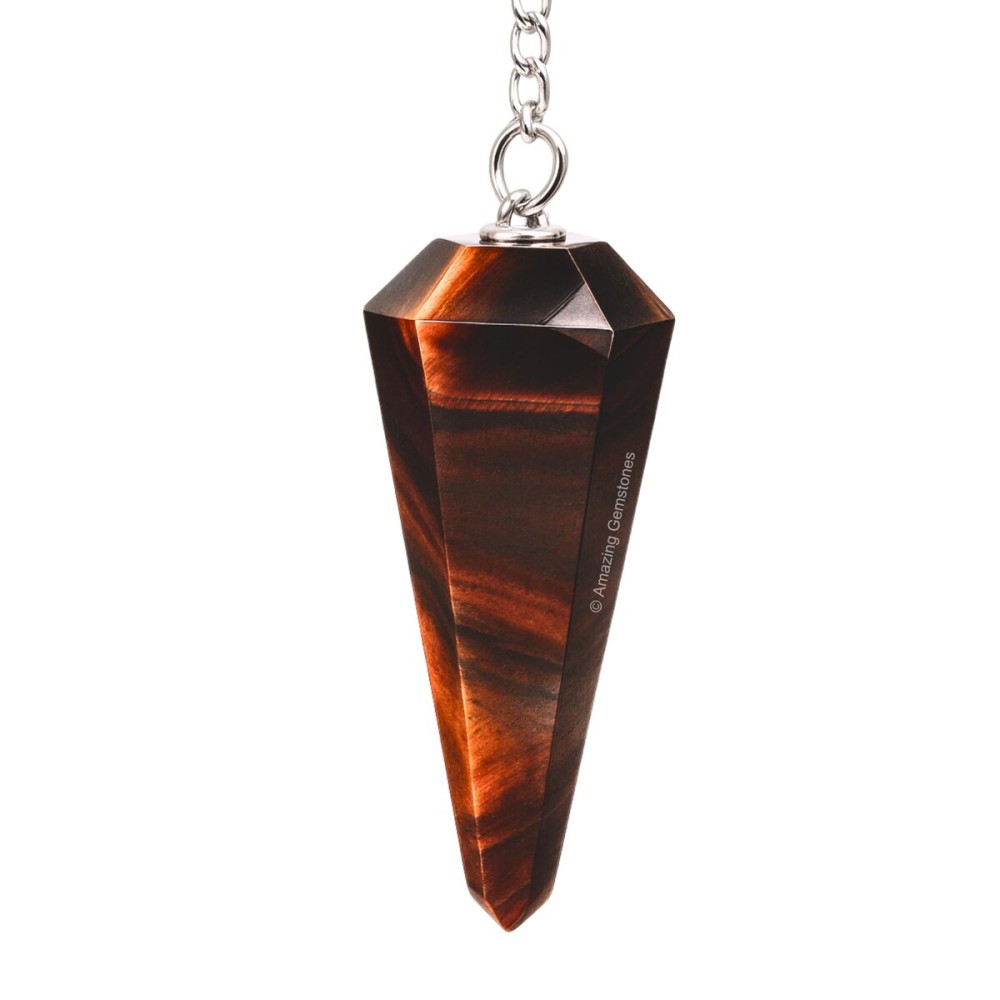 Amazing Gemstone Red Tiger Eye Crystal Pendulum for Divination - Certified Dowsing Crystals & Healing Stones for Chakra Balancing and Meditation - Enhance Reiki Spiritual Growth with Healing Crystal