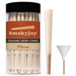 SmokyJoy 50 Pack 1 1/4 Size Cones - Pre Rolling Rolled Preroll Papers with Filter Tips and Packing Tubes Included