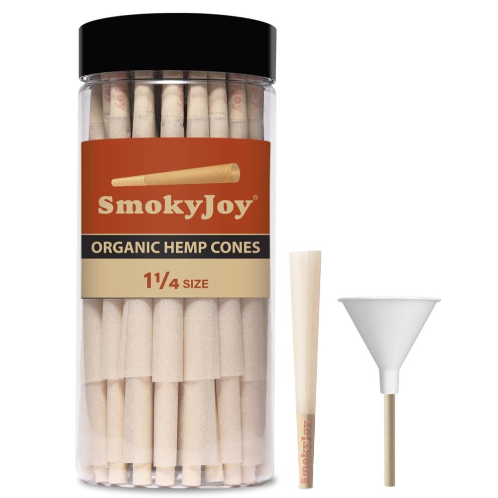 SmokyJoy 100 Pack 1 1/4 Size Cones Rolling Papers Pre Rolled Paper Cones - Preroll Pre Rolls Paper with Filter Tips and Packing Tubes Included