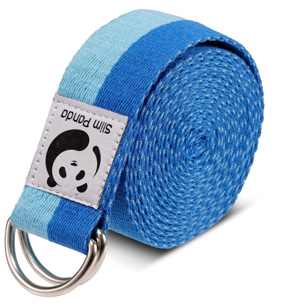 Slim Panda Yoga Strap for Stretching,Cotton Yoga Strap with Adjustable D-Ring Buckle,Non-Elastic Yoga Belt for Pilates,Gym Workouts,Physical Therapy,Improve Flexibility