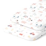 Bedside Sleeper Bassinet Sheets 35x20 Compatible with MiClassic, Milliard Bassinet and Large Bedside Sleepers - Snuggly Soft 100% Jersey Cotton - Farm Animals - 2 Pack
